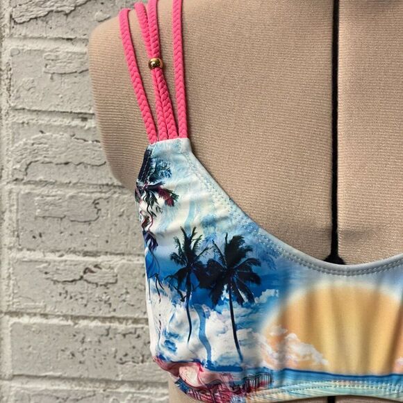 Hobie surfer ocean printed Y2K Bikini swim top Medium - Picture 4 of 11